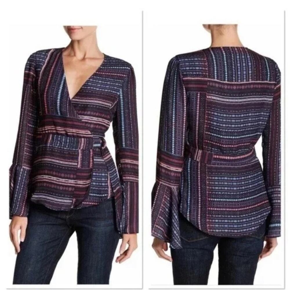 Parker Wrap Front Belt Surplice Tolomei Blouse Sz Small